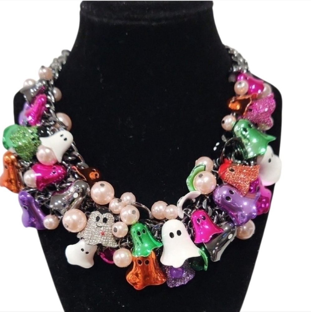 👉✨️ Betsey Johnson 2025 New Release Halloween Colorful Ghost Charm Necklace